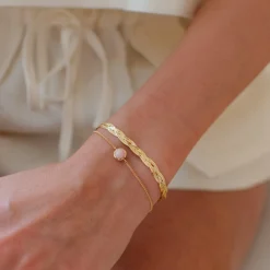 DAINTY LEGACY BRACELET - PINK OPAL & GOLD