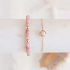 DAINTY LEGACY BRACELET - PINK OPAL & GOLD