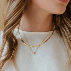 DAINTY LEGACY NECKLACE - PINK OPAL & GOLD