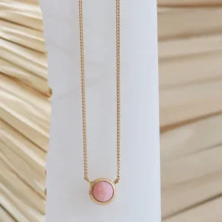 DAINTY LEGACY NECKLACE - PINK OPAL & GOLD