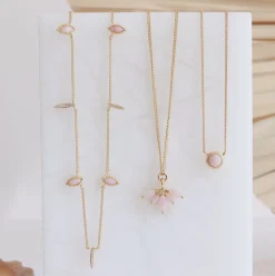 DAINTY LEGACY NECKLACE - PINK OPAL & GOLD