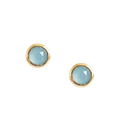 DAINTY LEGACY STUDS - AQUA CHALCEDONY & GOLD