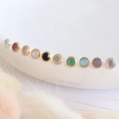DAINTY LEGACY STUDS - AQUA CHALCEDONY & GOLD
