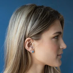 DAINTY LEGACY STUDS - DENIM BLUE ONYX