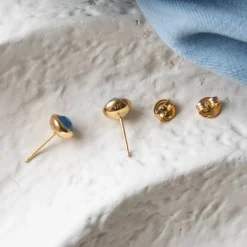 DAINTY LEGACY STUDS - DENIM BLUE ONYX