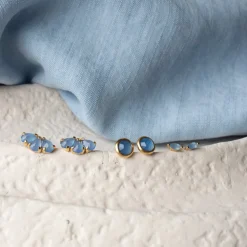 DAINTY LEGACY STUDS - DENIM BLUE ONYX