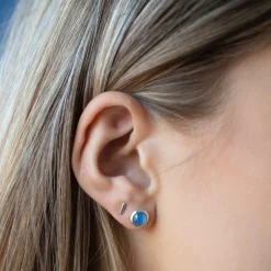 DAINTY LEGACY STUDS - DENIM BLUE ONYX