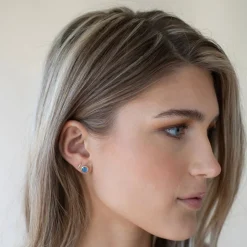 DAINTY LEGACY STUDS - DENIM BLUE ONYX