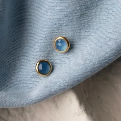 DAINTY LEGACY STUDS - DENIM BLUE ONYX