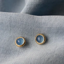 DAINTY LEGACY STUDS - DENIM BLUE ONYX