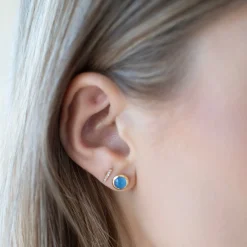 DAINTY LEGACY STUDS - DENIM BLUE ONYX