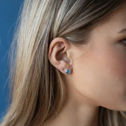 DAINTY LEGACY STUDS - DENIM BLUE ONYX