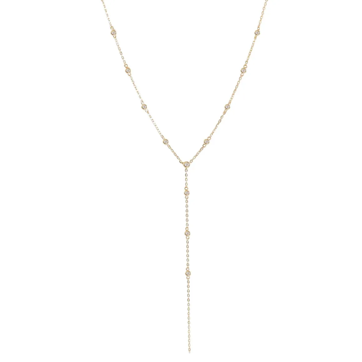 DAINTY RADIANT LARIAT NECKLACE - CUBIC ZIRCONIA