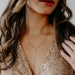 DAINTY RADIANT LARIAT NECKLACE - CUBIC ZIRCONIA
