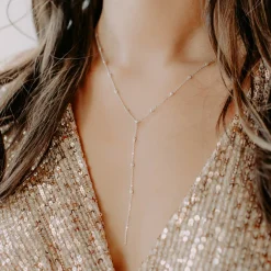 DAINTY RADIANT LARIAT NECKLACE - CUBIC ZIRCONIA