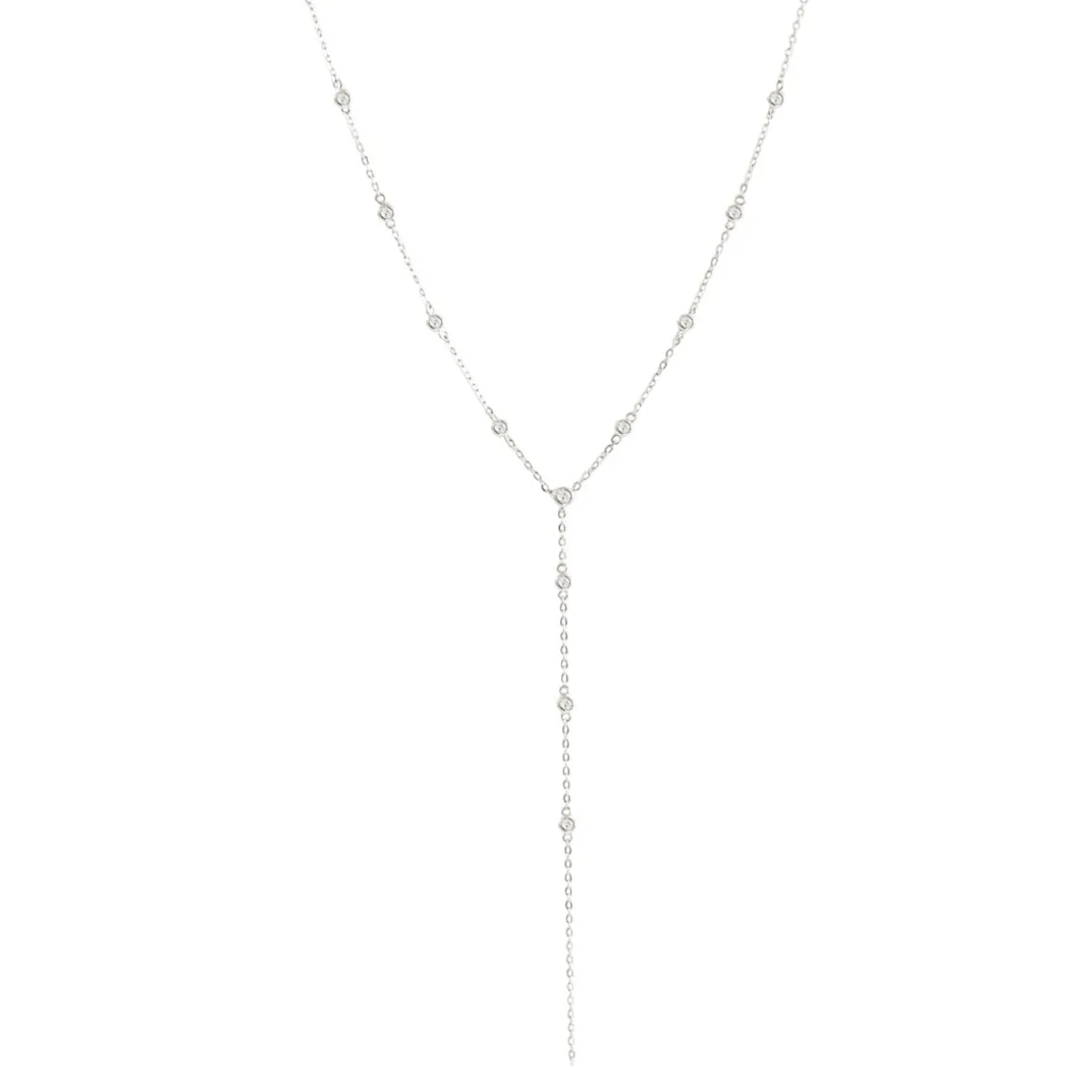 DAINTY RADIANT LARIAT NECKLACE - CUBIC ZIRCONIA