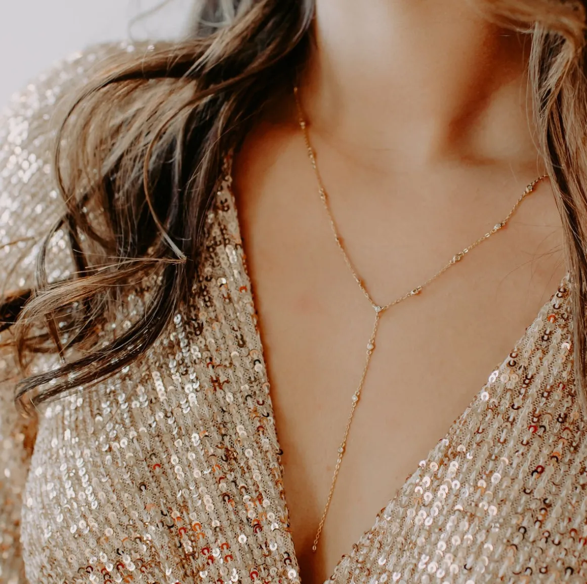 DAINTY RADIANT LARIAT NECKLACE - CUBIC ZIRCONIA