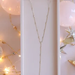 DAINTY RADIANT LARIAT NECKLACE - CUBIC ZIRCONIA