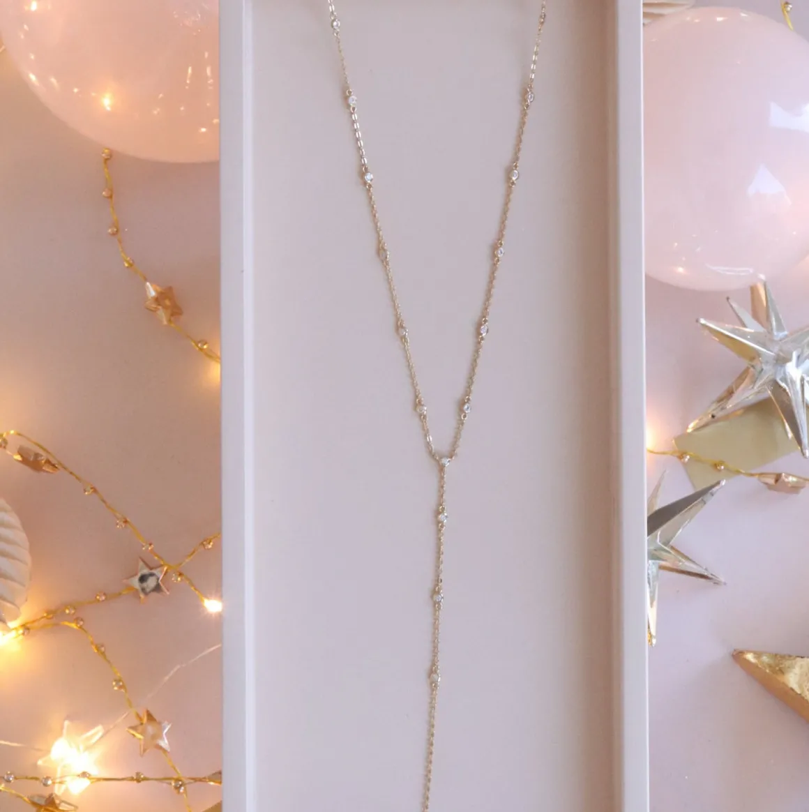 DAINTY RADIANT LARIAT NECKLACE - CUBIC ZIRCONIA