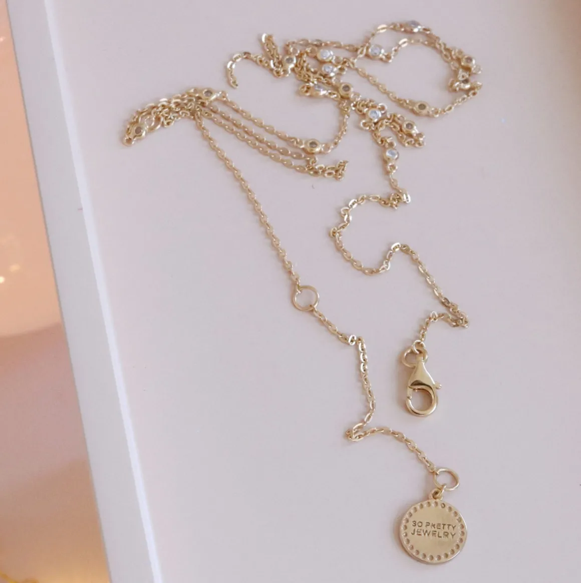 DAINTY RADIANT LARIAT NECKLACE - CUBIC ZIRCONIA
