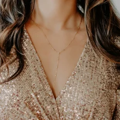 DAINTY RADIANT LARIAT NECKLACE - CUBIC ZIRCONIA
