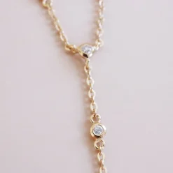 DAINTY RADIANT LARIAT NECKLACE - CUBIC ZIRCONIA