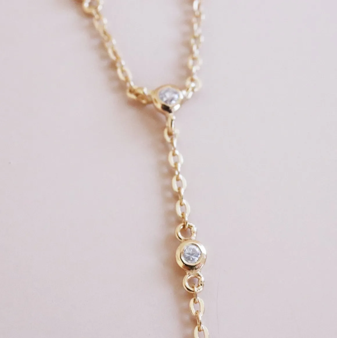DAINTY RADIANT LARIAT NECKLACE - CUBIC ZIRCONIA