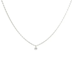 DAINTY RADIANT SOLITAIRE NECKLACE - CUBIC ZIRCONIA & SILVER
