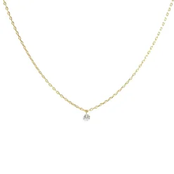 DAINTY RADIANT SOLITAIRE NECKLACE - CUBIC ZIRCONIA & GOLD