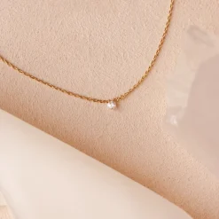 DAINTY RADIANT SOLITAIRE NECKLACE - CUBIC ZIRCONIA & GOLD