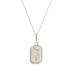 FRAICHE AUGUST BIRTH FLOWER NECKLACE - GLADIOLUS - SILVER