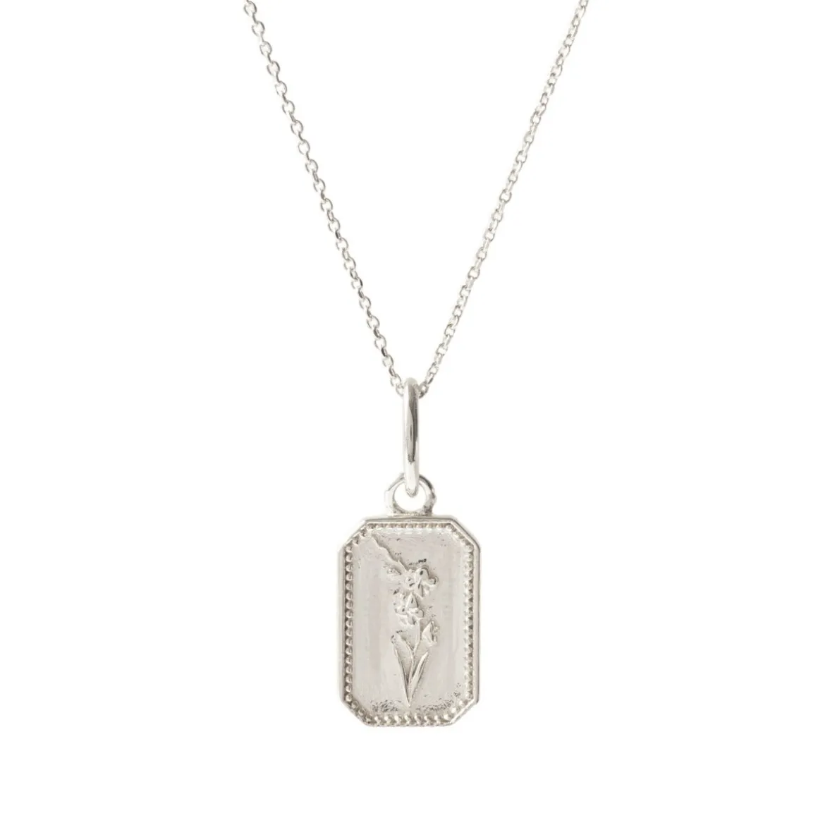 FRAICHE AUGUST BIRTH FLOWER NECKLACE - GLADIOLUS - SILVER