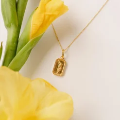 FRAICHE AUGUST BIRTH FLOWER NECKLACE - GLADIOLUS - GOLD