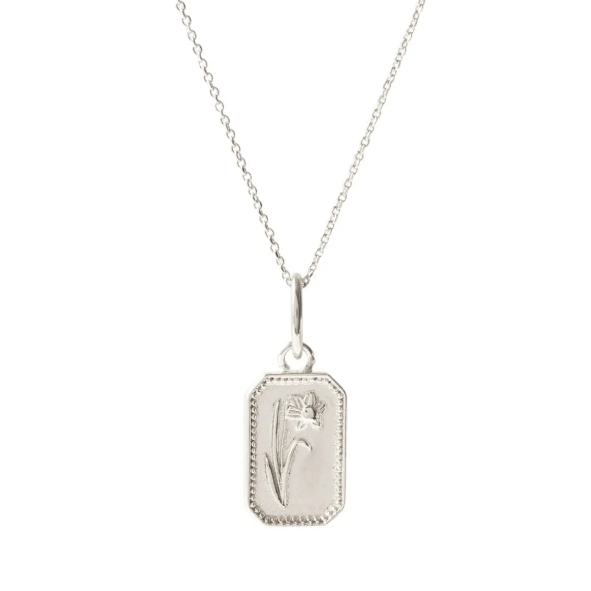 FRAICHE DECEMBER BIRTH FLOWER NECKLACE - NARCISSUS - SILVER