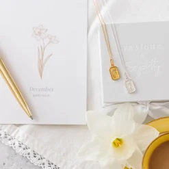 FRAICHE DECEMBER BIRTH FLOWER NECKLACE - NARCISSUS - GOLD
