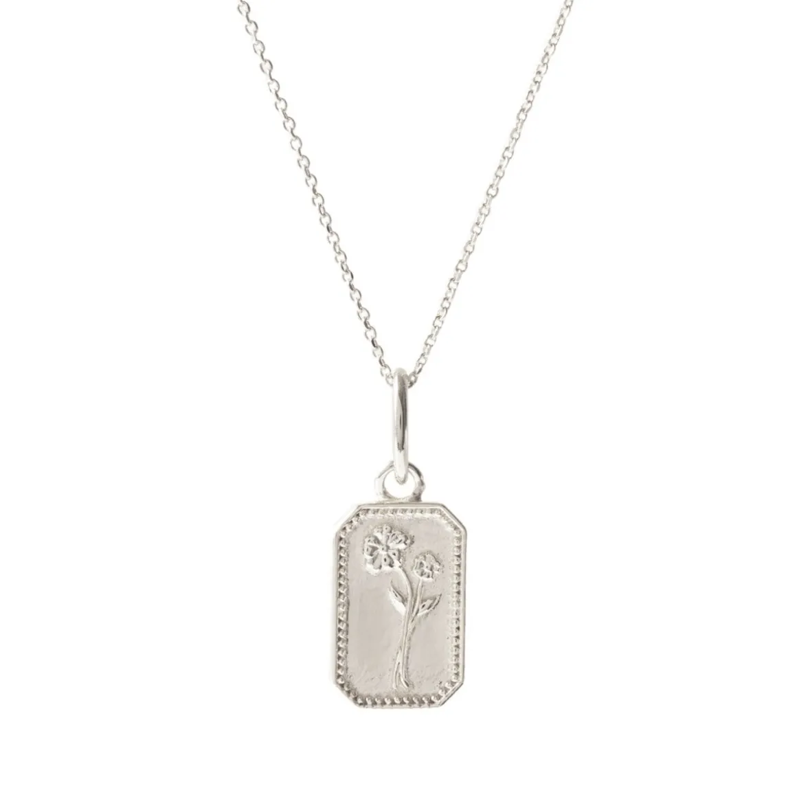 FRAICHE FEBRUARY BIRTH FLOWER NECKLACE - PRIMROSE - SILVER