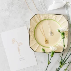 FRAICHE JANUARY BIRTH FLOWER NECKLACE - CARNATION - SILVER