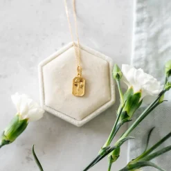 FRAICHE JANUARY BIRTH FLOWER NECKLACE - CARNATION - GOLD