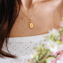 FRAICHE JULY BIRTH FLOWER NECKLACE - LARKSPUR- GOLD
