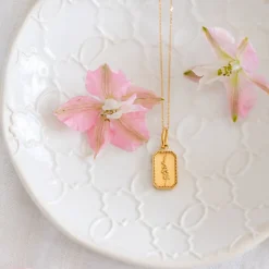 FRAICHE JULY BIRTH FLOWER NECKLACE - LARKSPUR- GOLD
