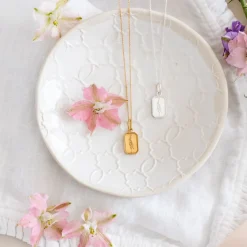 FRAICHE JULY BIRTH FLOWER NECKLACE - LARKSPUR- GOLD