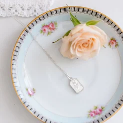 FRAICHE JUNE BIRTH FLOWER NECKLACE - ROSE - SILVER