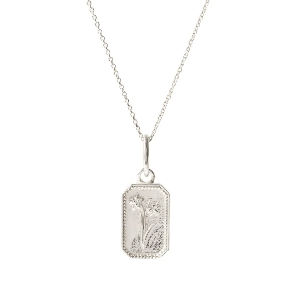 FRAICHE MARCH BIRTH FLOWER NECKLACE - DAFFODIL - SILVER