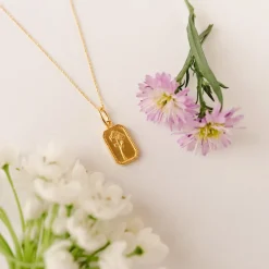 FRAICHE MAY BIRTH FLOWER NECKLACE - HAWTHORNE - GOLD