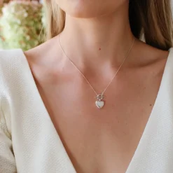 FRAICHE MINI SWEETHEART LOCKET NECKLACE - SILVER