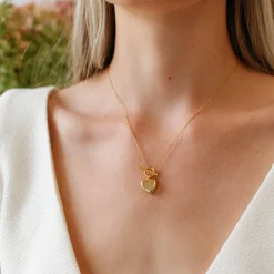 FRAICHE MINI SWEETHEART LOCKET NECKLACE - GOLD