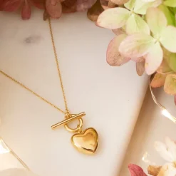 FRAICHE MINI SWEETHEART LOCKET NECKLACE - GOLD