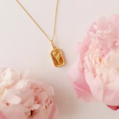 FRAICHE NOVEMBER BIRTH FLOWER NECKLACE - PEONY - GOLD