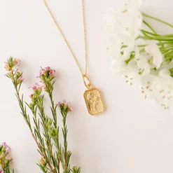 FRAICHE OCTOBER BIRTH FLOWER NECKLACE - COSMOS - GOLD