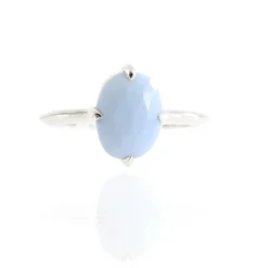 FRAICHE OVAL SOLITAIRE RING - BLUE OPAL & SILVER
